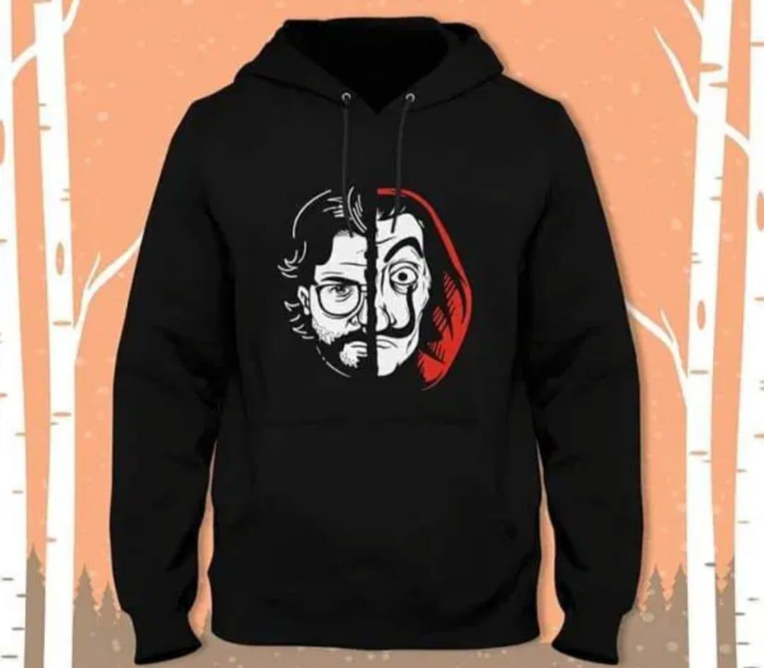 1 Pc Men's Cotton Fleece Money Heist Printed Hoodie