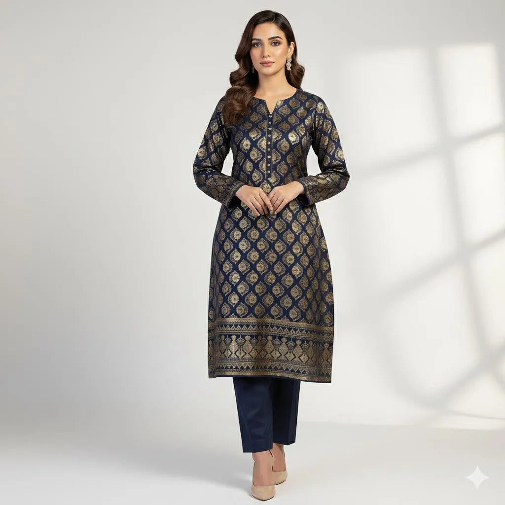 2 Pcs Women's Unstitched Block Printed Suit