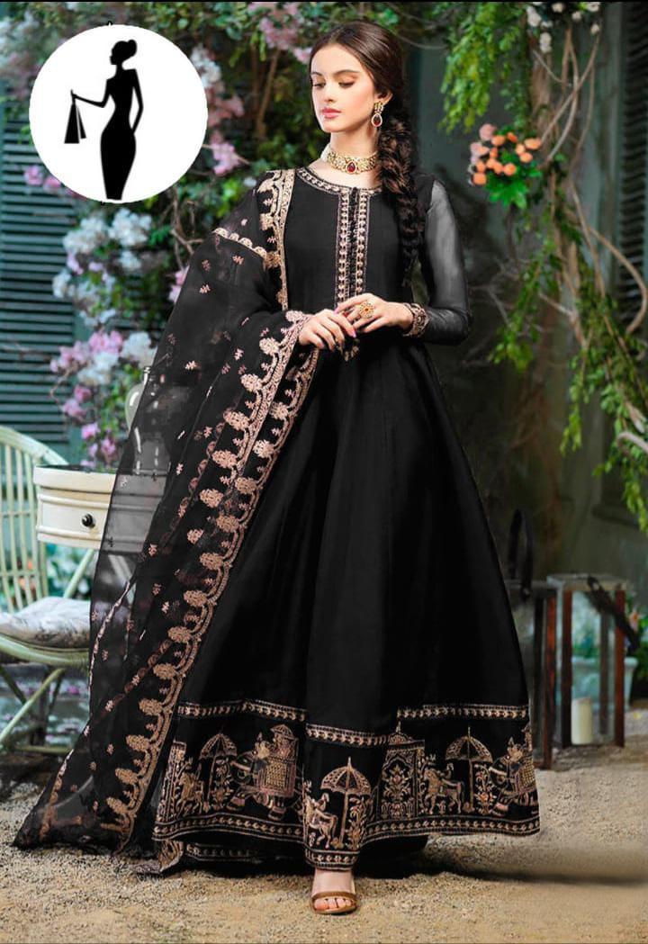 3 Pcs Women's Stitched Embroidered Maxi Suit