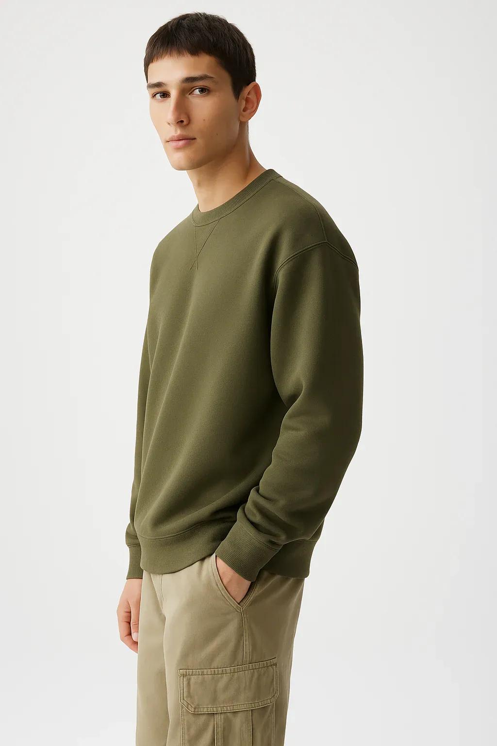 Classic Crewneck Sweatshirt – Light Grey & Light Green