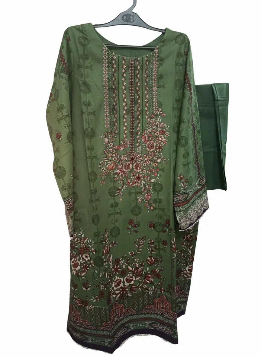 2 Pcs Women's Stitched Pashmina Digital Print Shirt And Trouser