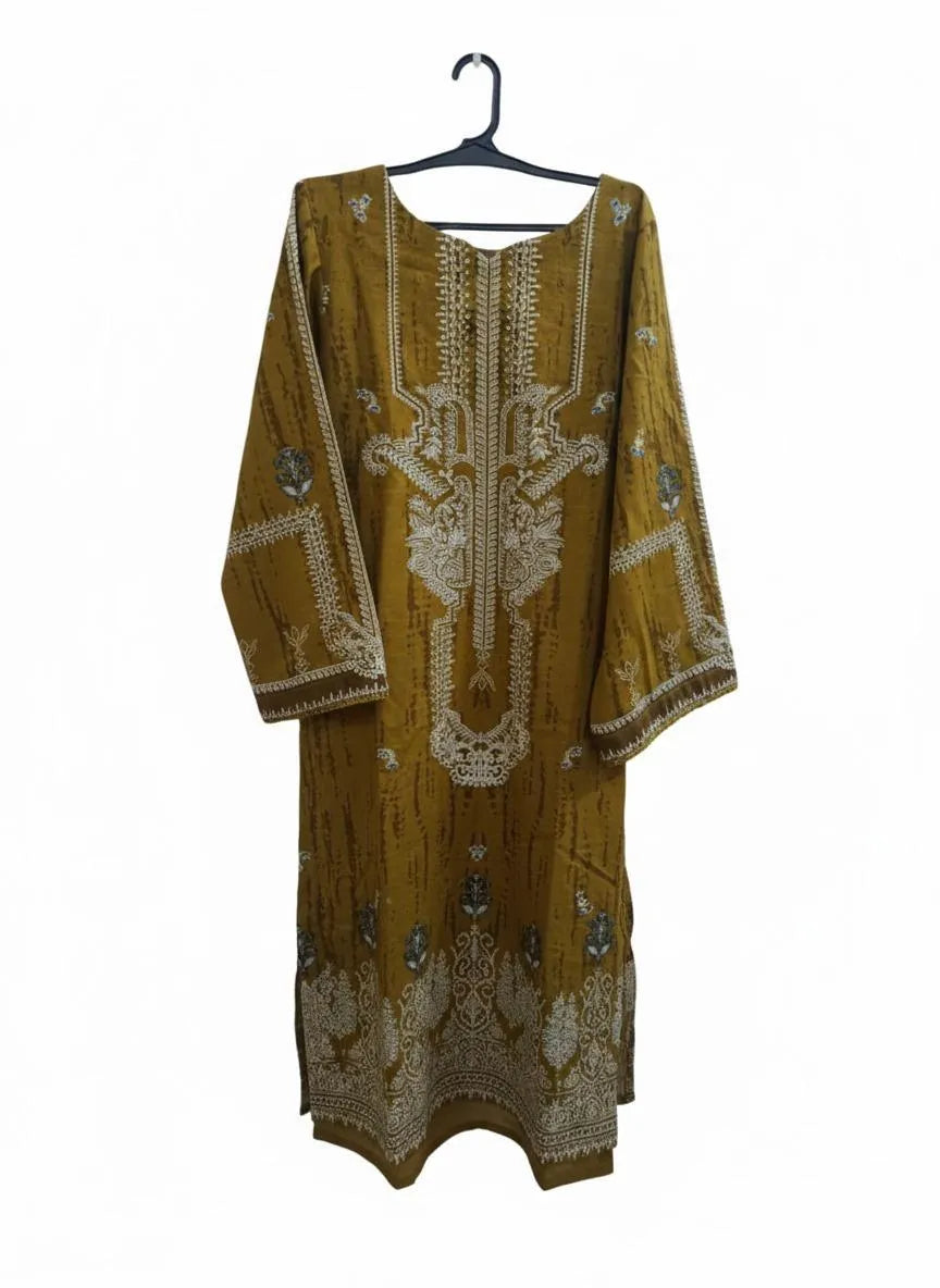 2 Pcs Women's Stitched Pashmina Digital Print Shirt And Trouser