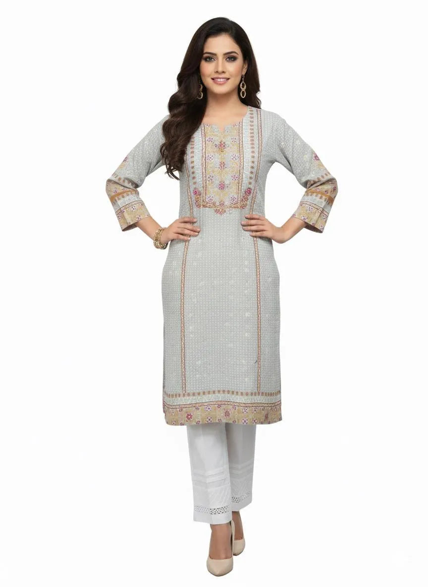 2 Pcs Women's Stitched Pashmina Digital Print Shirt And Trouser