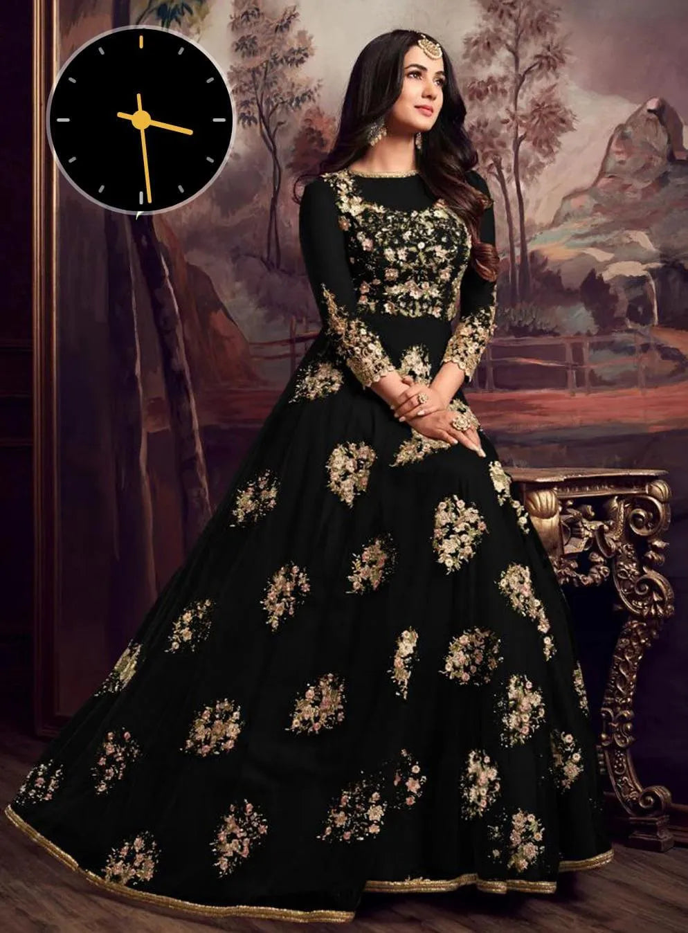 2 Pcs Women's Stitched Organza Embroidered Maxi And Trouser