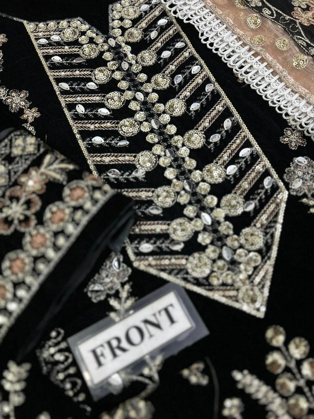 ANEELAS Velvet 3 Pcs Unstitched Sequins Embroidered Suit