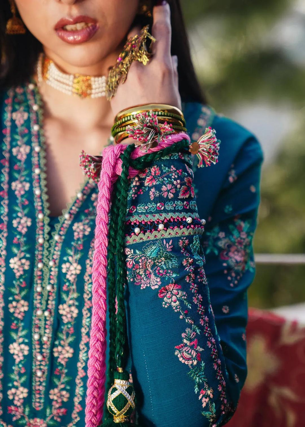 HUSSAIN REHAR 3 Pcs Unstitched Embroidered Suit