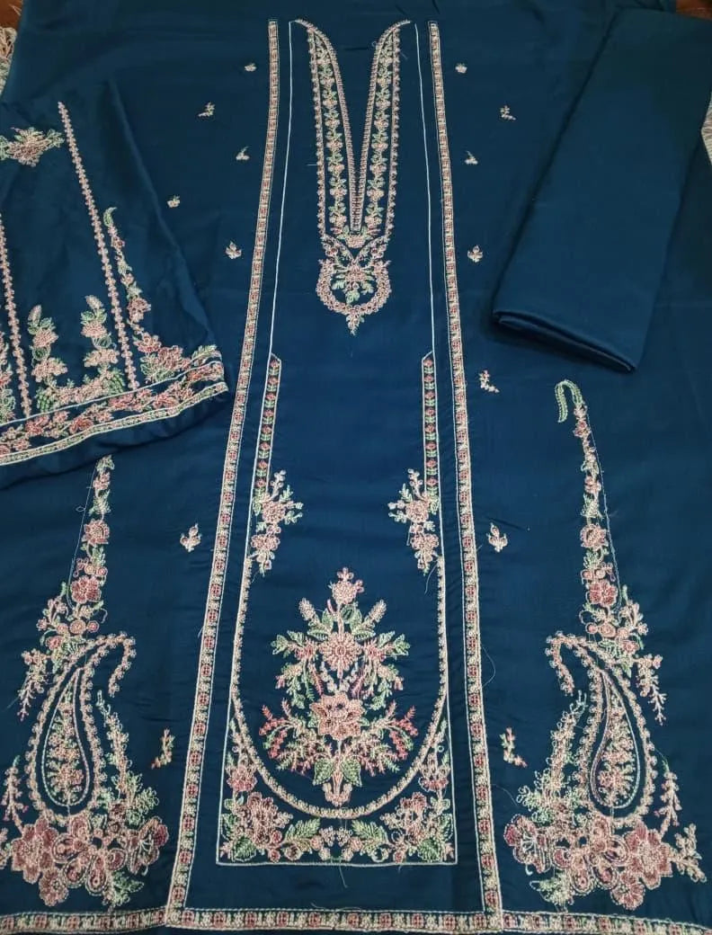HUSSAIN REHAR 3 Pcs Unstitched Embroidered Suit