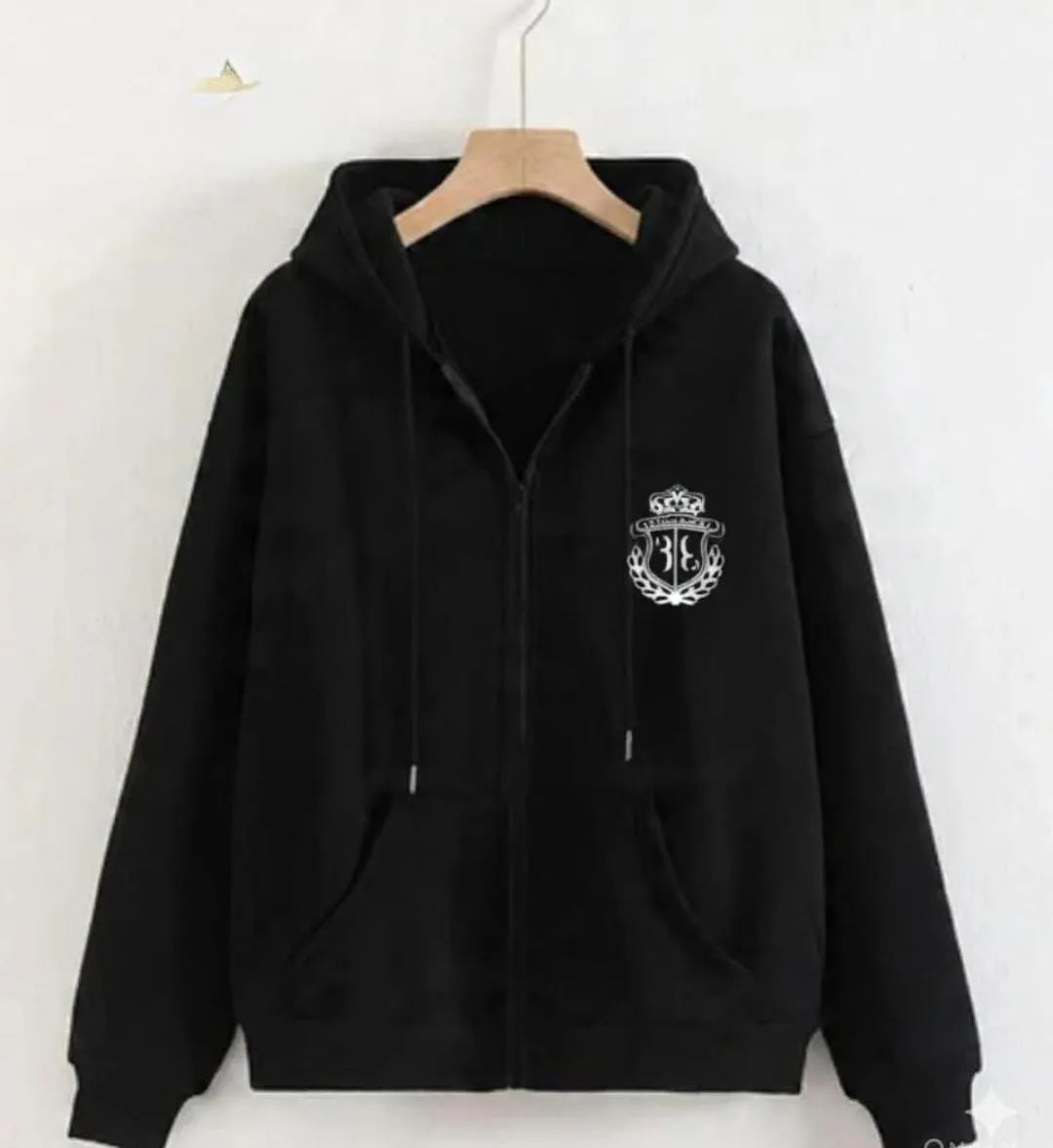 Cotton Fleece Printed Zipper Hoodie