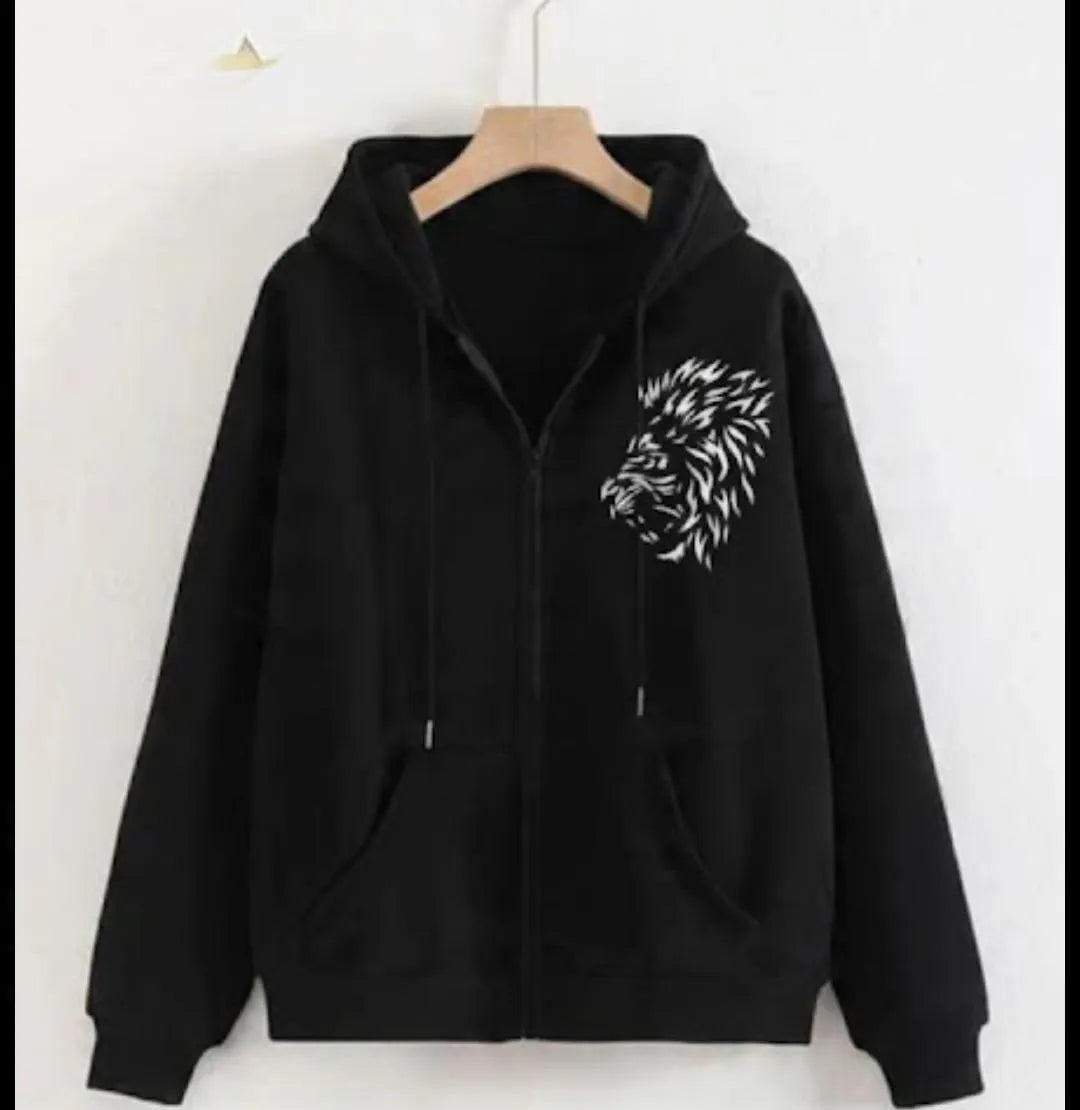 Cotton Fleece Printed Zipper Hoodie