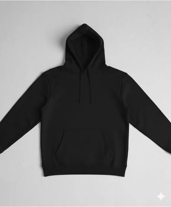 1 Pc Men's Polyester Plain Hoodie-Black