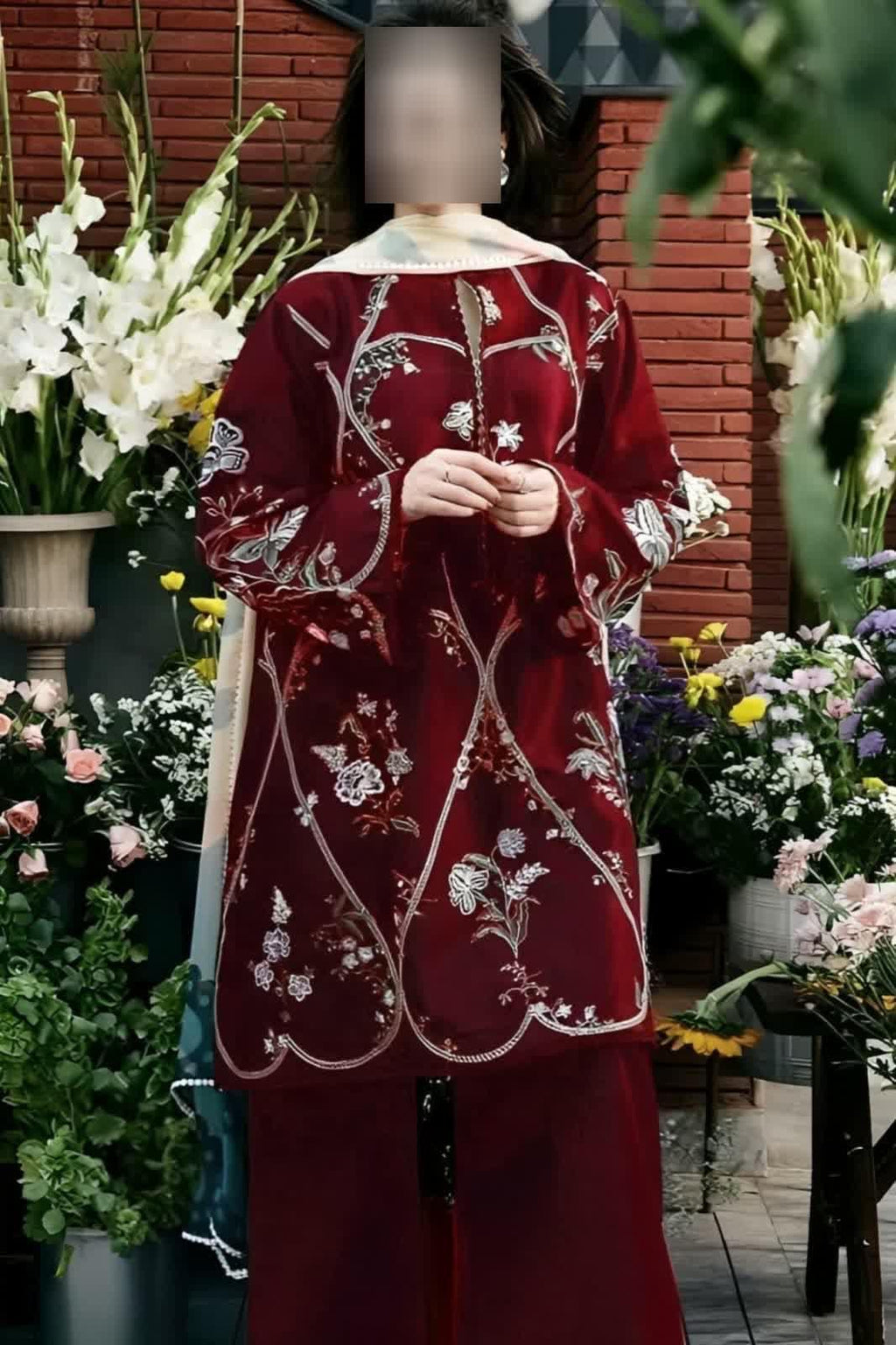 3 Pcs Women's Unstitched Embroidered Suit