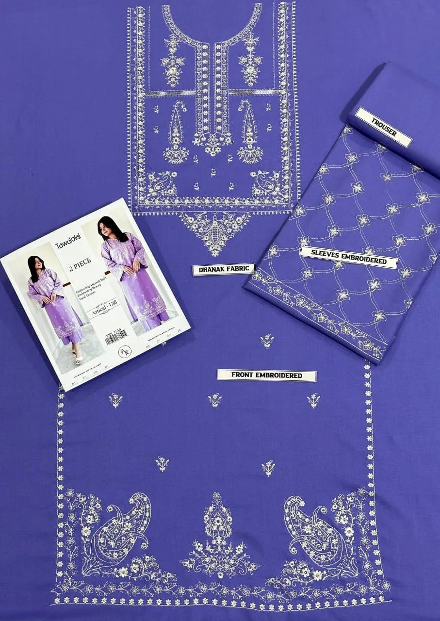 2 Pcs Women's Unstitched Embroidered Suit