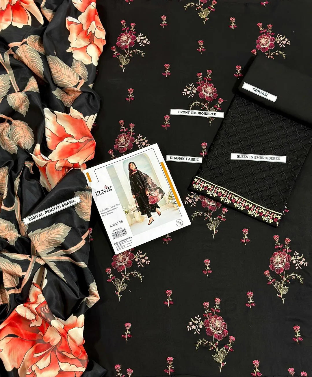 3 Pcs Women's Unstitched Embroidered Suit