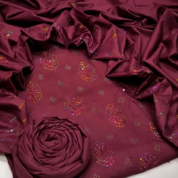 3 Pcs Women's Unstitched Embroidered Suit