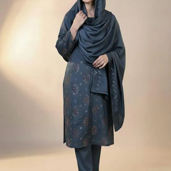 3 Pcs Women's Unstitched Embroidered Suit