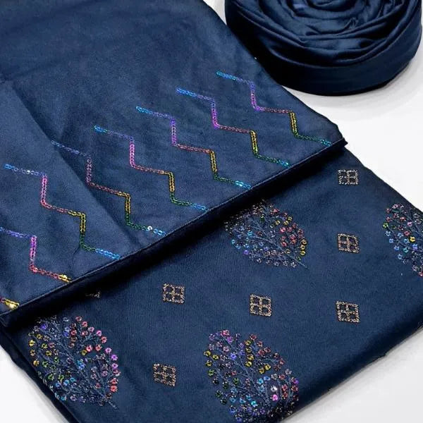 3 Pcs Women's Unstitched Embroidered Suit