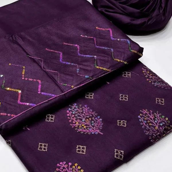 3 Pcs Women's Unstitched Embroidered Suit