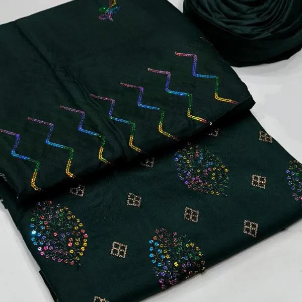 3 Pcs Women's Unstitched Embroidered Suit